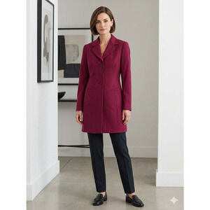 Kasper ASL Petite 2P Burgundy Magenta Longline Blazer Jacket Professional
